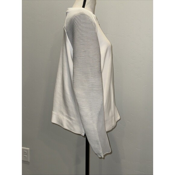 Nike White Tech Fleece Ribbed Long Sleeve Crew Neck Sweatshirt Large, EUC - Picture 7 of 12